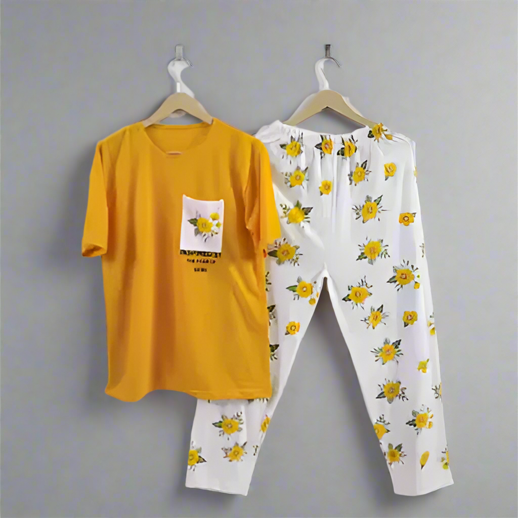 Yellow Flower 2 PC Nightwear
