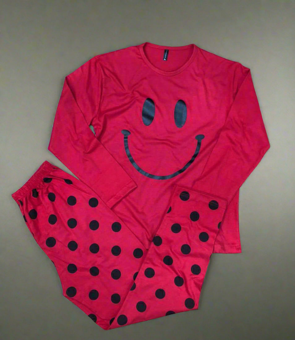 Red Smile 2 PC Nightwear Nightdress
