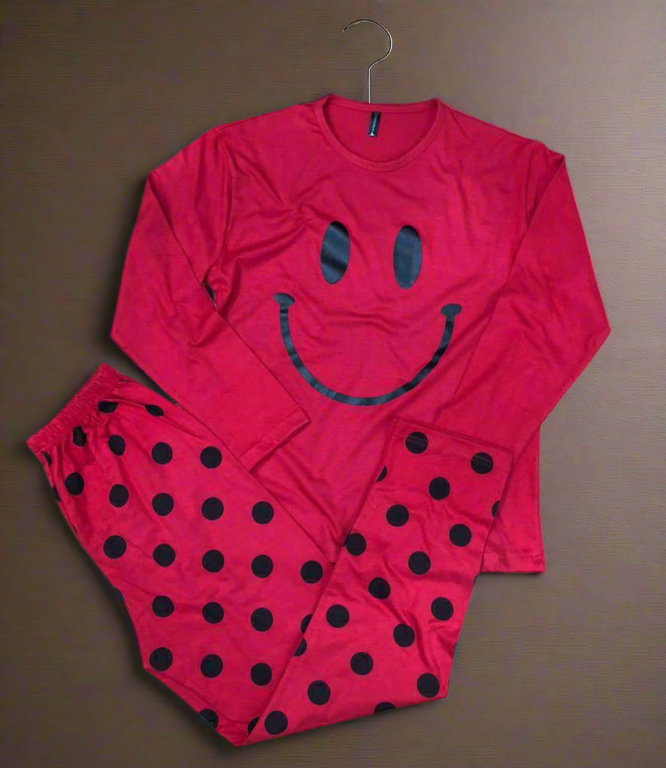Red Smile 2 PC Nightwear Nightdress