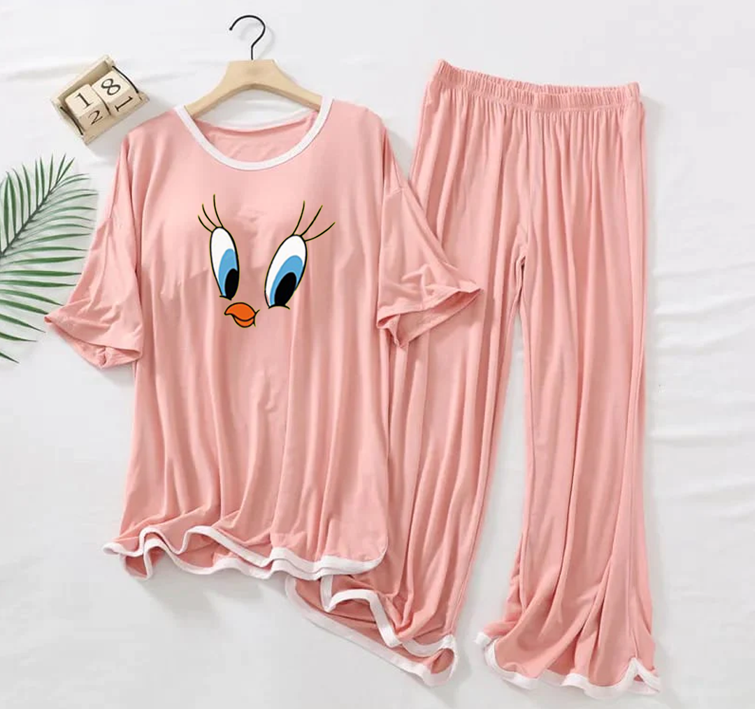 Rose Pink Dafy Half Sleeves Plazzo PJ Set