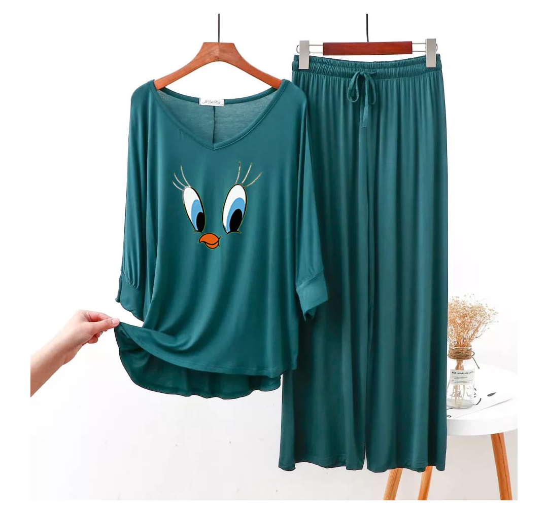 Persian Dafy V-Neck Women Night Suit PJ Set