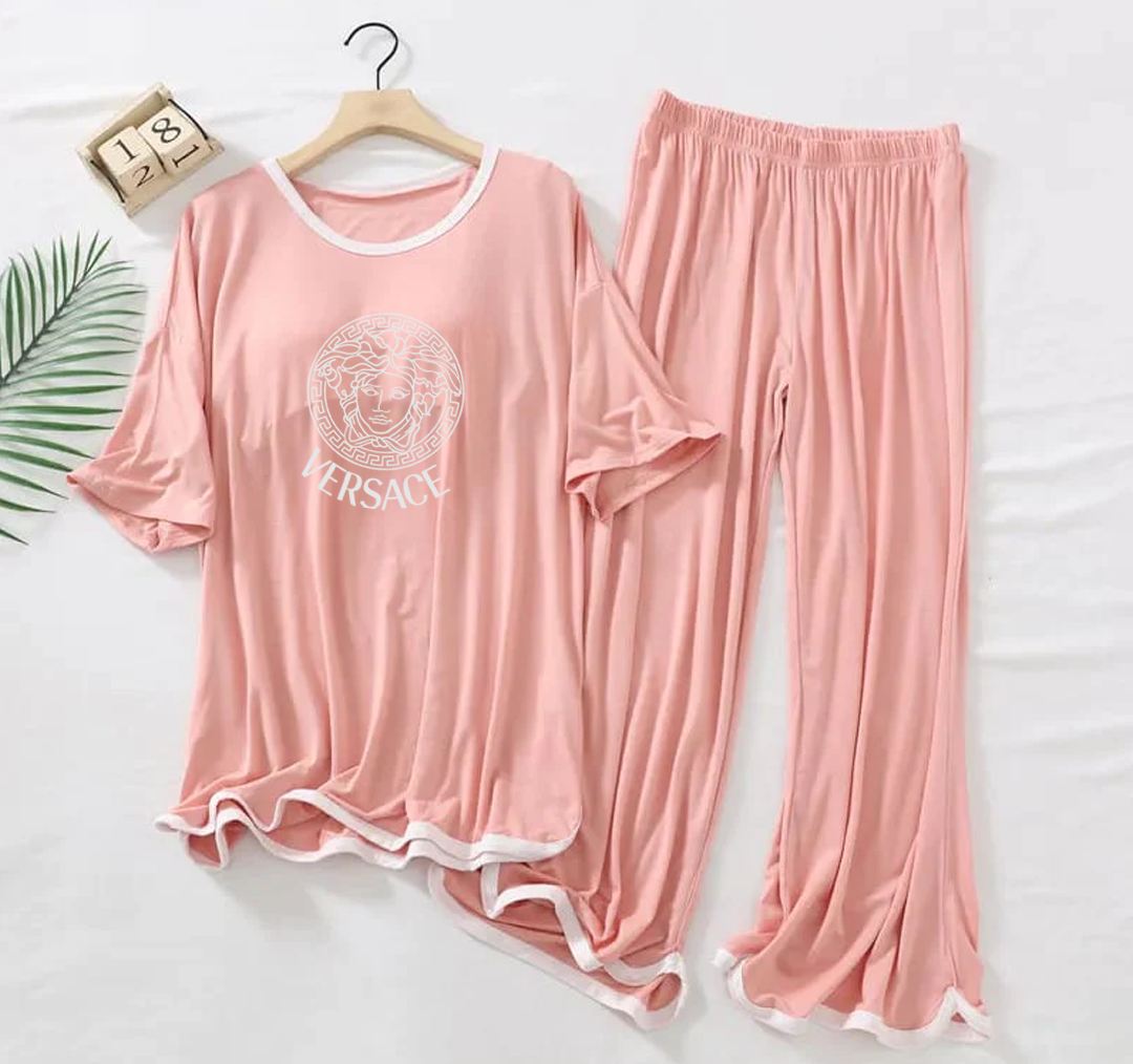 Rose Pink Vrsce Half Sleeves Plazzo PJ Set
