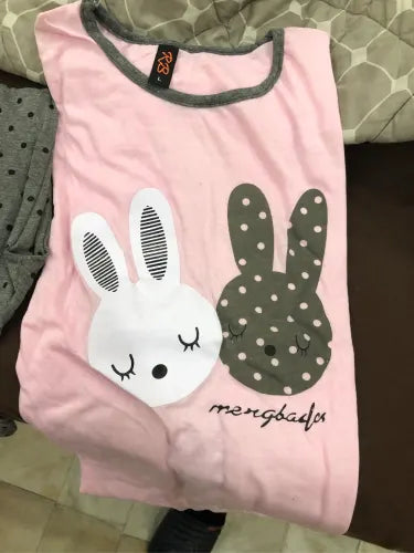 Pink Rabbit 2 PC Nightwear Nightdress
