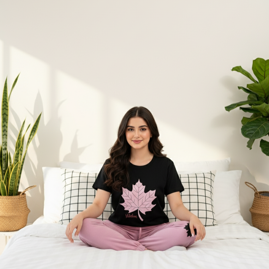 Maple Leaf 2 PC Nightwear Nightdress