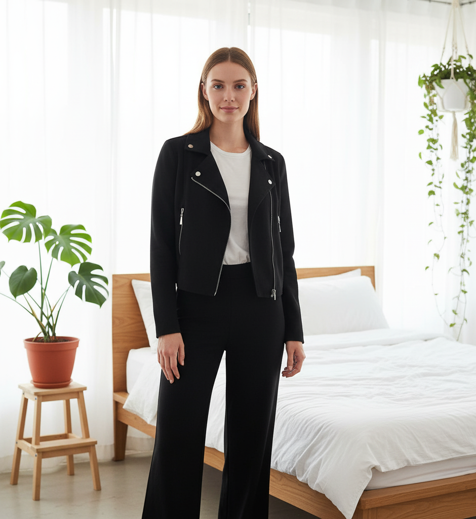 BLACK Zipper - Cross Zipper Fleece Coat -  Black