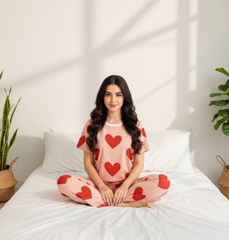 Pink Dilbar 2 PC Night dress Nightwear