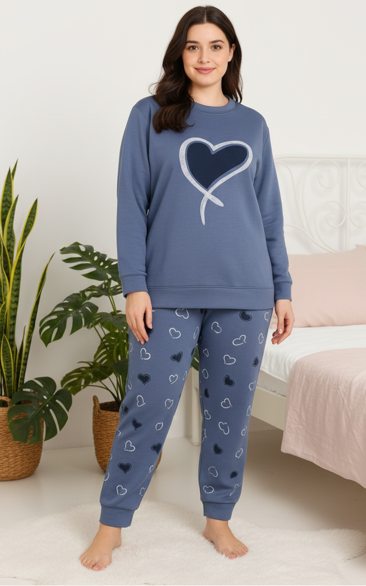 Winter Ocean Heart Co-Ord Set Night Suit