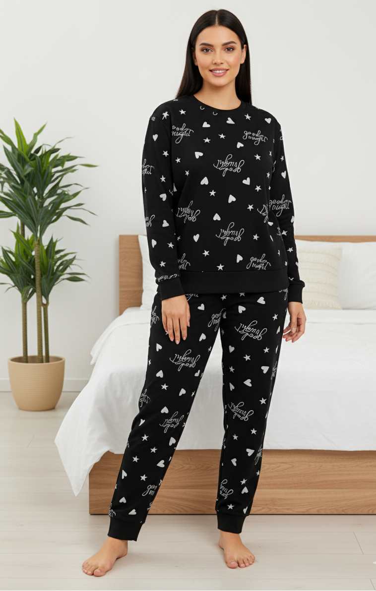 Winter Black Goodnight Comfort Co-Ord Set Night Suit