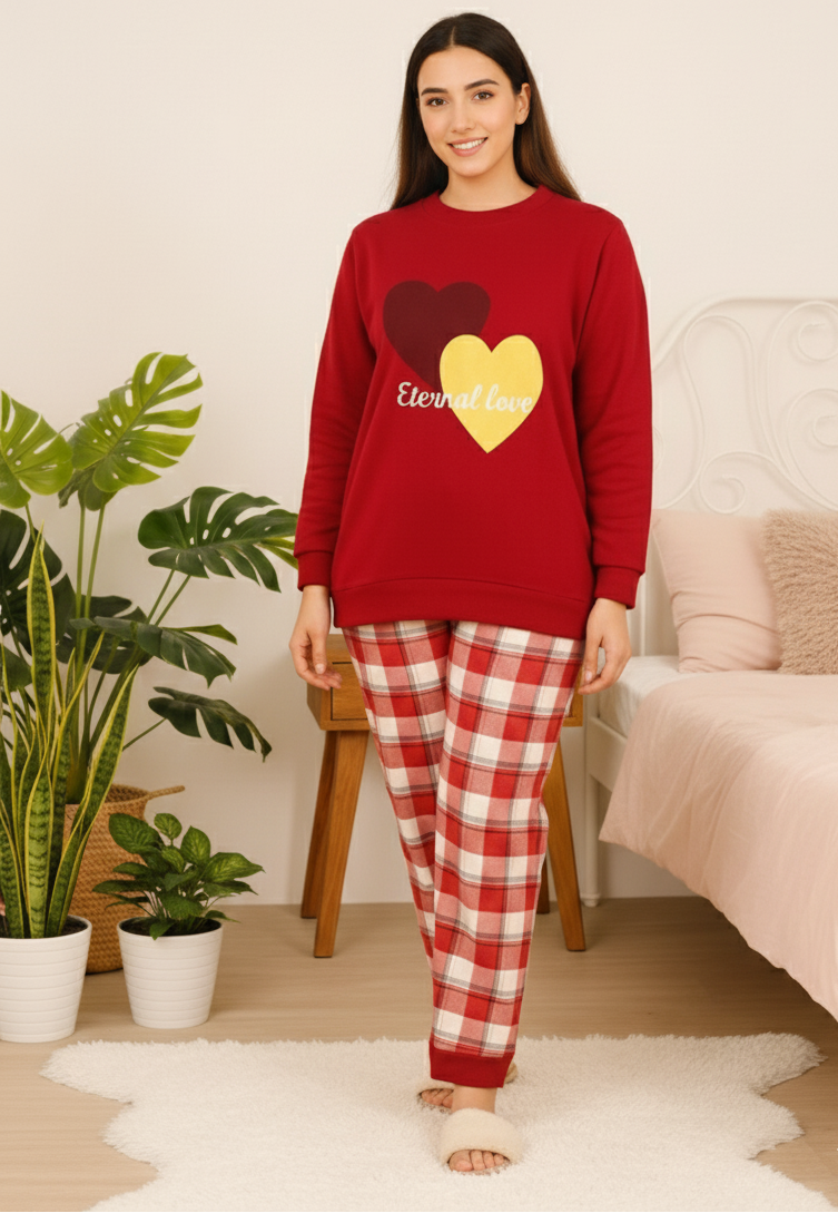 Winter Red Eternal Love Co-Ord Set Night Suit