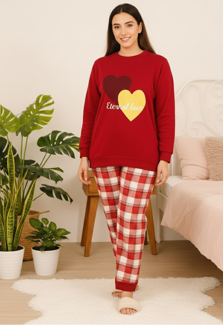 Winter Red Eternal Love Co-Ord Set Night Suit