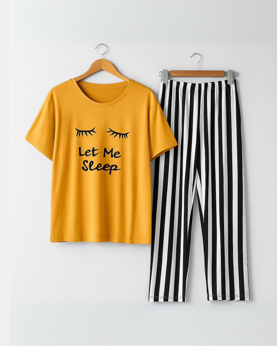 Yellow Let me Sleep 2 PC Nightwear Nightdress