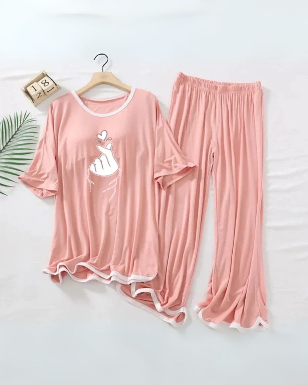 Rose Pink K-pop Half Sleeves Plazzo PJ Set