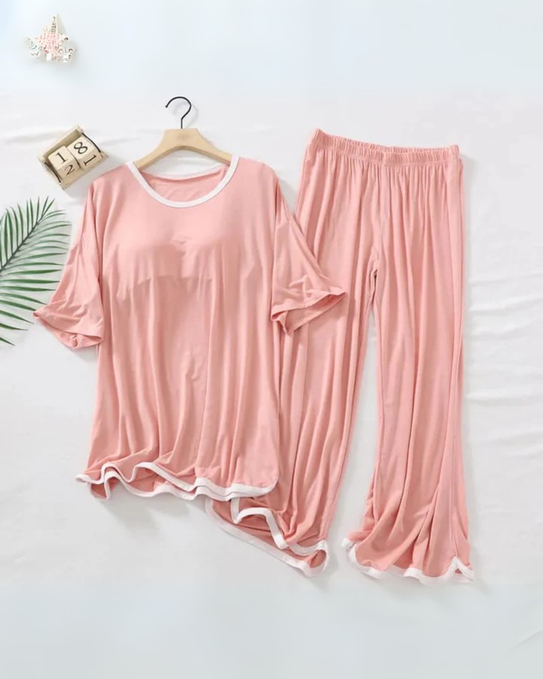 Rose Pink Half Sleeves Plazzo PJ Set