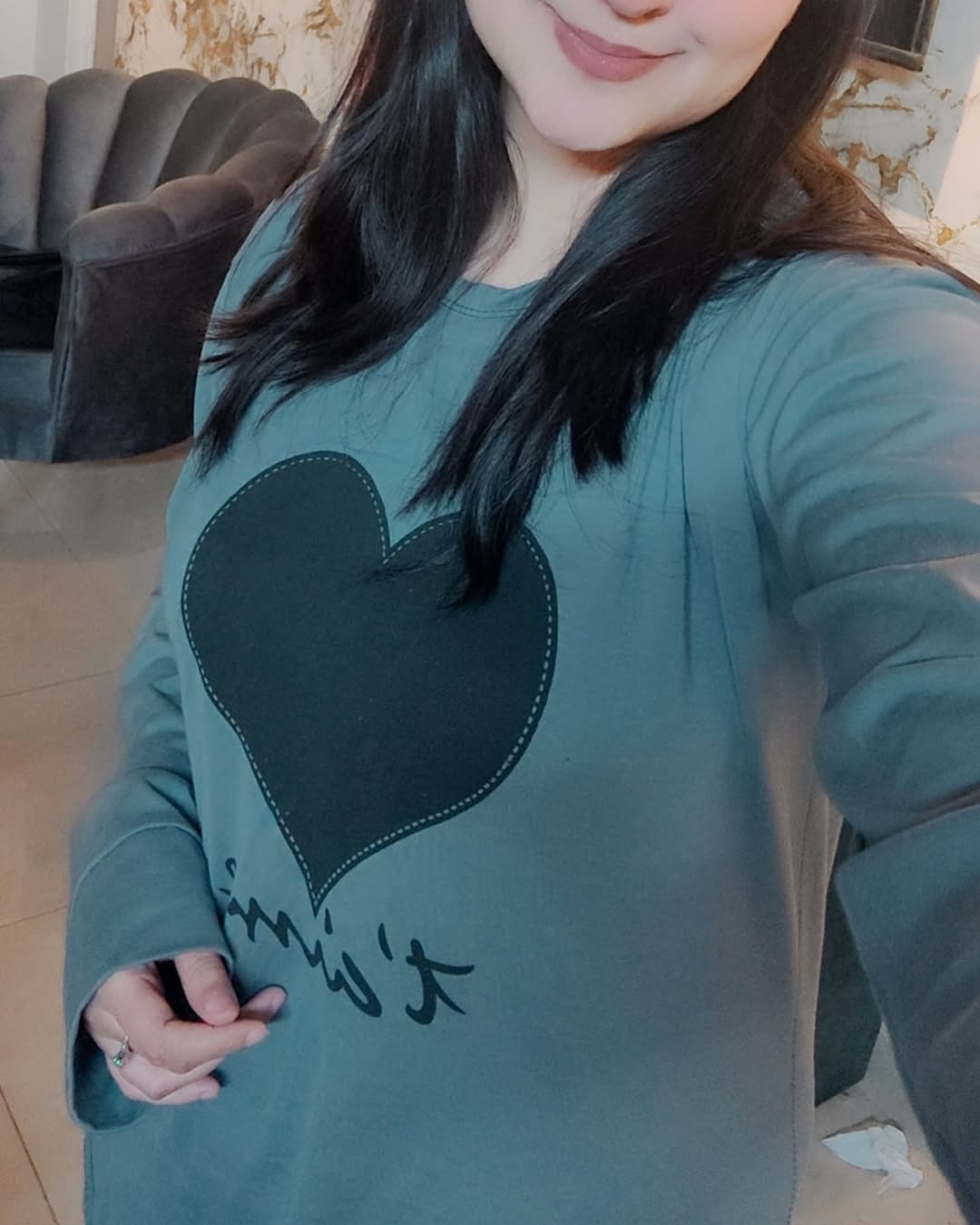 Grey Black Heart 2 PC Nightwear Nightdress