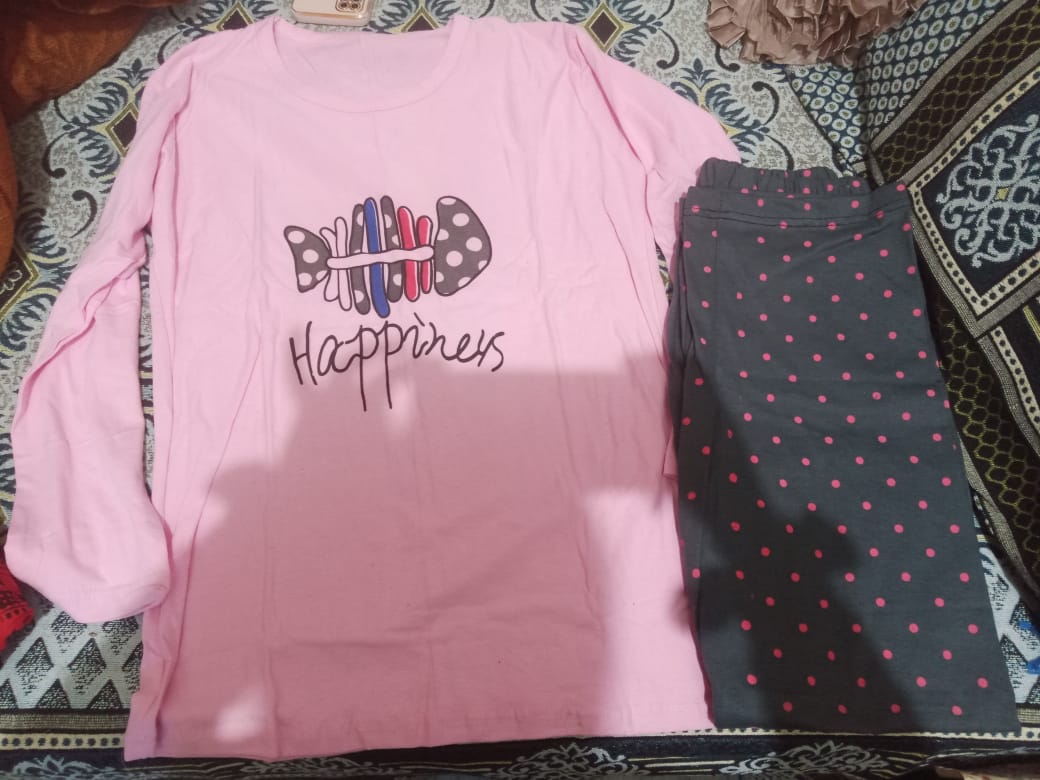 Pink Happiness 2 PC Nightwear Nightdress