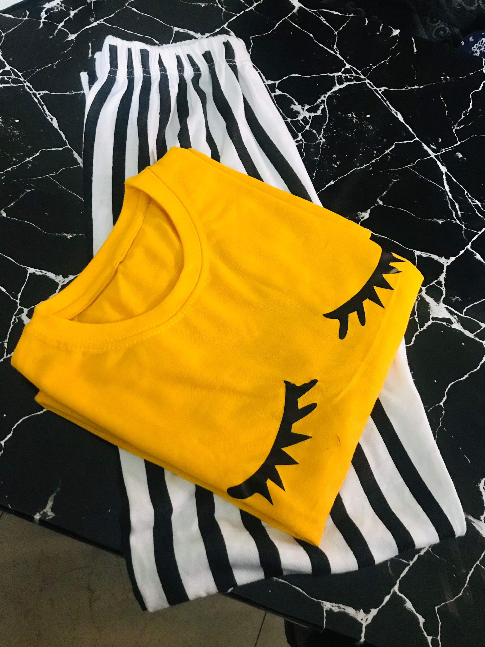 Yellow Let me Sleep 2 PC Nightwear Nightdress