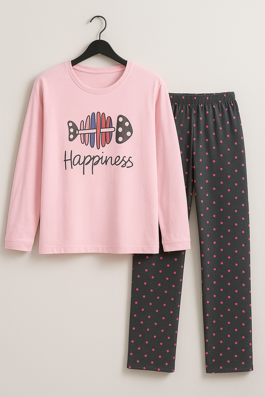 Pink Happiness 2 PC Nightwear Nightdress