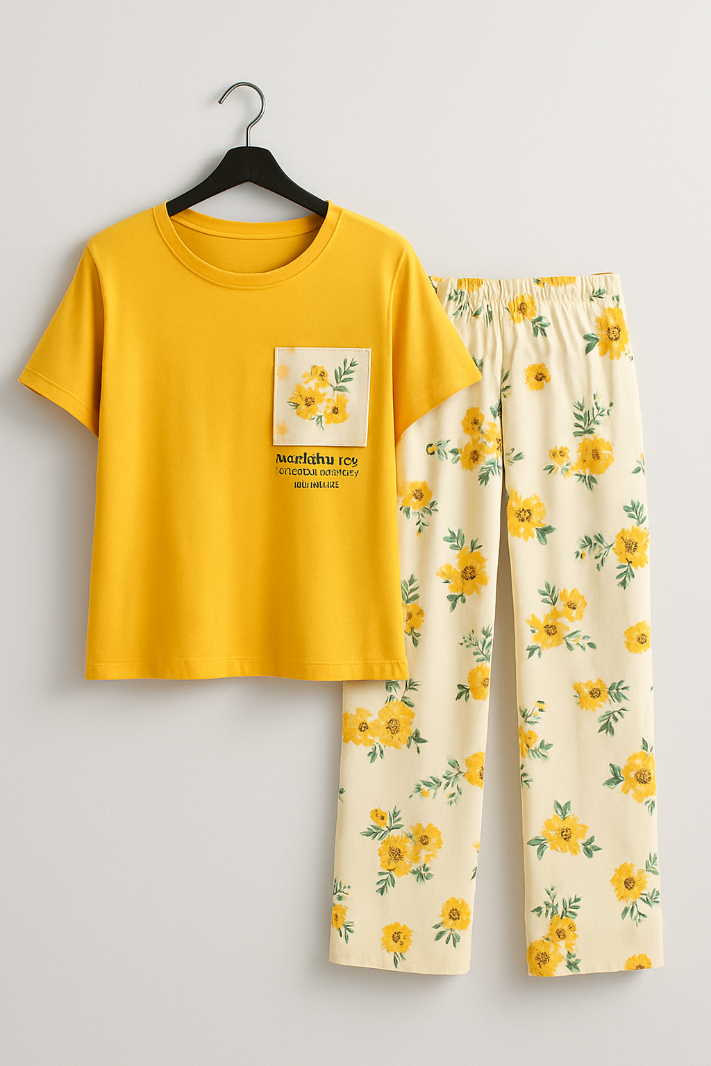 Yellow Flower 2 PC Nightwear