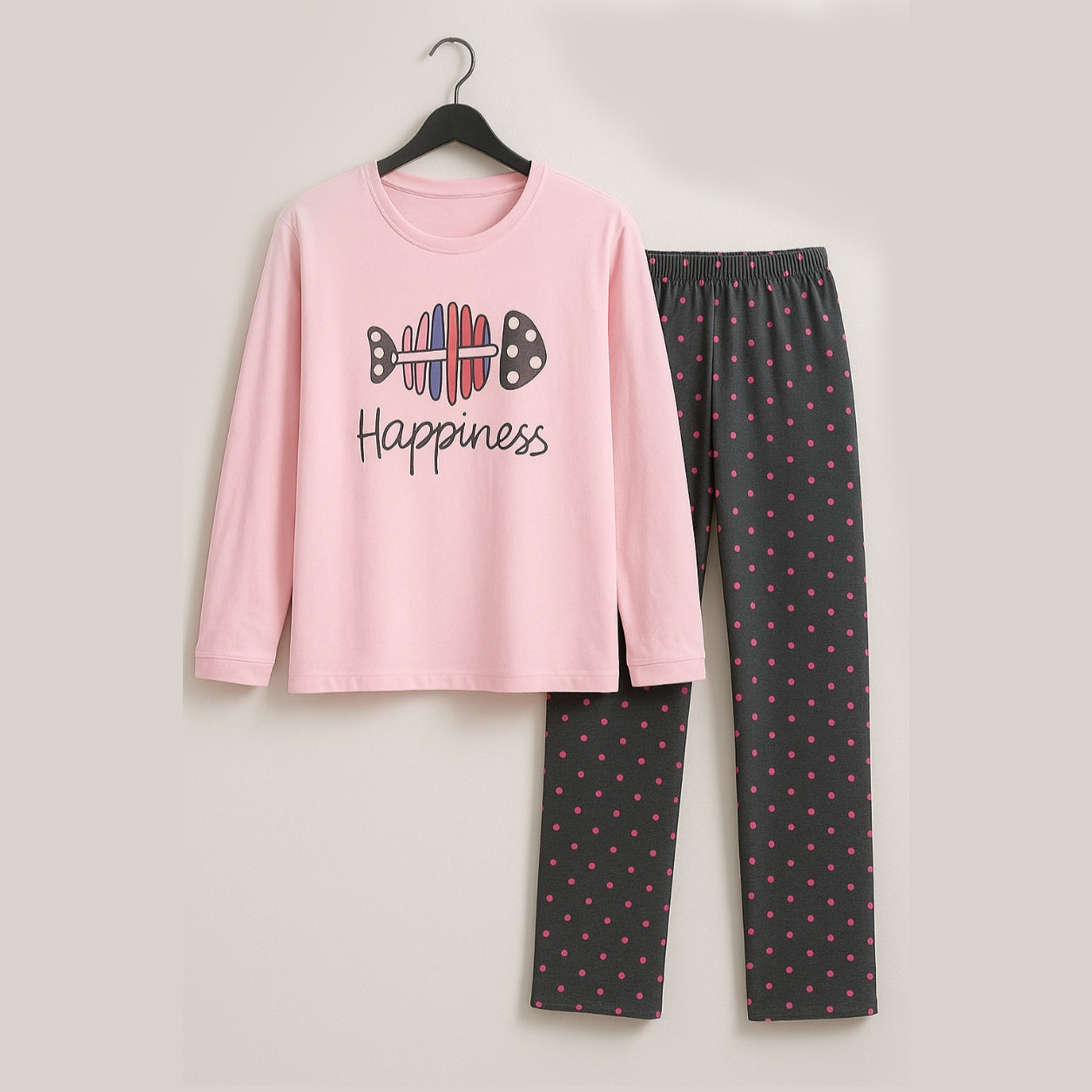 Pink Happiness 2 PC Nightwear Nightdress